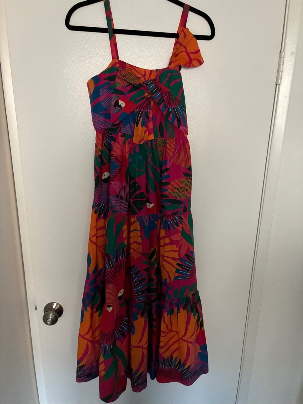 Farm Rio NWT XS Tropical Print Parrot Bow Sundress with Side Zip & Pockets! $218